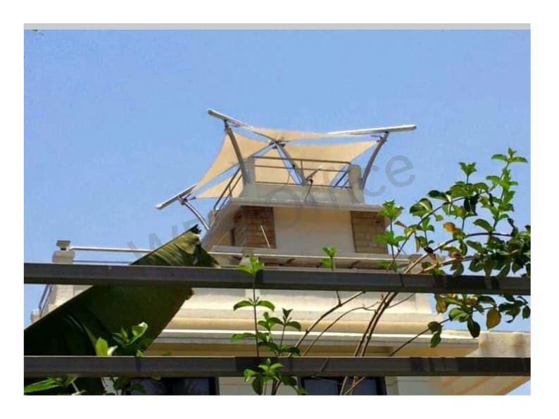 architectural tensile is on the top of roof which cover the open roof with high strength.