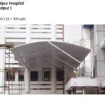 hospitals main gate is covering from tensile structure